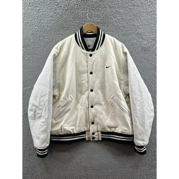 Nike | Jackets & Coats | Nike Authentic Sail Black Wool Leather 
